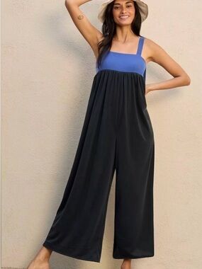 Blue & Black Wide-Leg Jumpsuit